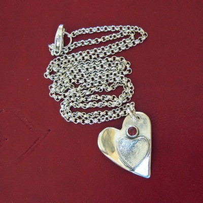 Fingerprint Necklace, Silver Fingerprint Necklace, Heart Fingerprint Necklace, Silver Heart Fingerprint, Fingerprint Birthstone Necklace