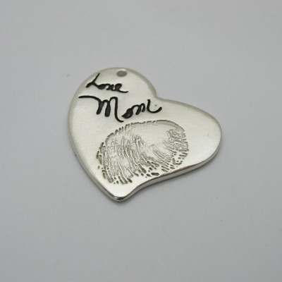 Fingerprint and Handwriting Pendant Handmade Keepsake Personalized Mother Mom Daughter Father Dad Sister Brother Daughter Son