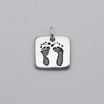 Footprint Charm, Footprints Pendant, Personalized Footprint Jewelry, Silver Footprint, Baby's Footprints, Mommy Jewelry, Gift for Mom