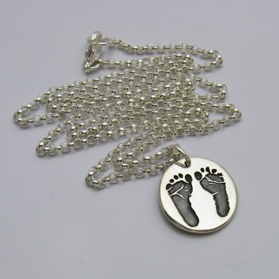 Footprint Jewelry, Footprint Necklace, Baby's Footprints Jewelry, Baby's Handprint Jewelry, Personalized Necklace, Silver Footprint Memorial