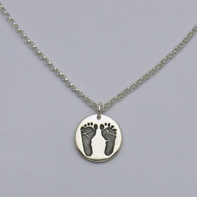 Footprint Jewelry, Footprint Necklace, Baby's Footprints Jewelry, Baby's Handprint Jewelry, Personalized Necklace, Silver Footprint Memorial