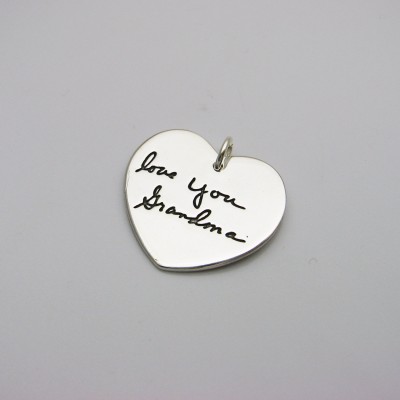 Handwriting Jewelry, Silver Heart Pendant With Your ACTUAL Handwriting, Handwriting Heart, Silver Handwriting Pendant, Personalized Jewelry