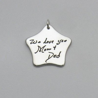 Handwriting Jewelry, Silver Star With Your Handwriting, Star Handwriting, Handwriting Star, Memorial Jewelry, Signature Jewelry, Name