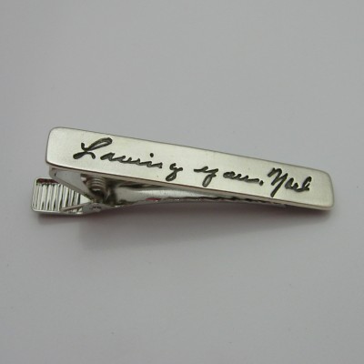 Personalized Silver Tie Clip with Your Handwriting, Handwriting Tie Clip, Signature Tie Clip, Groomsmen Gift, Memorial Tie Clip, Men's Gift