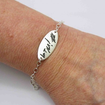 Silver Handwriting Bracelet, Silver Handwriting Jewelry, Sterling Silver Bracelet, Bracelet with Handwriting, Personalized Keepsake