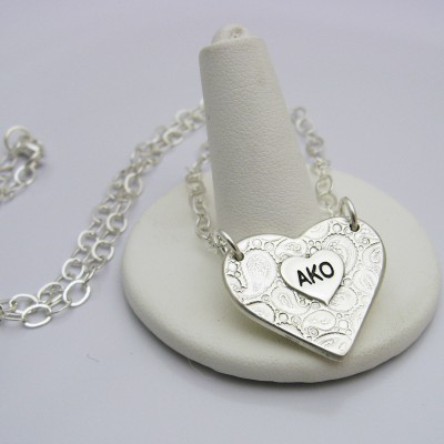Silver Heart Footprints Necklace with Your Baby's ACTUAL Footprints Personalized Keepsake Gift for Mom Grandma God-Parents Daughter Memorial