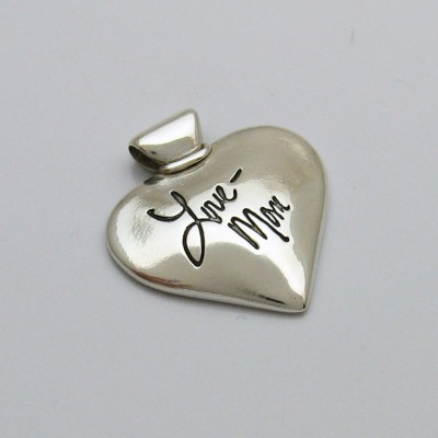 Silver Heart Pendant With Your ACTUAL Handwriting, Handwriting Jewelry, Handwriting Pendant, Handwriting Heart, Personalized Jewelry, Silver