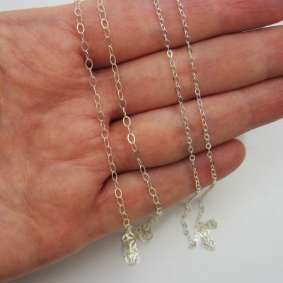Sterling Silver Cable Chain Necklace for Fingerprint Charms and Handwriting Pendants, Made to Order Chain, Custom Chain