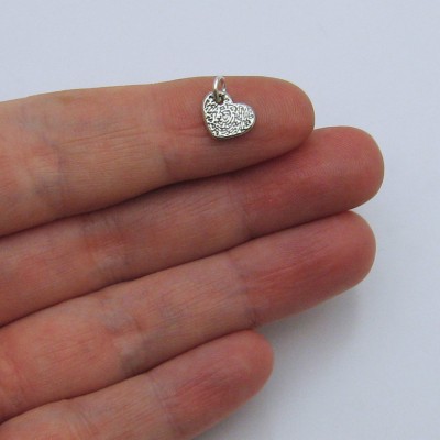 Tiny Sterling Silver Heart Fingerprint Charm Ring, Fingerprint Jewelry, Fingerprint Ring, Fingerprint Charm, Sterling Silver Expandable Ring