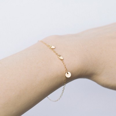 Isla - 18k gold charm bracelet - tiny gold coin bracelet - delicate gold circle bracelet - gift for her