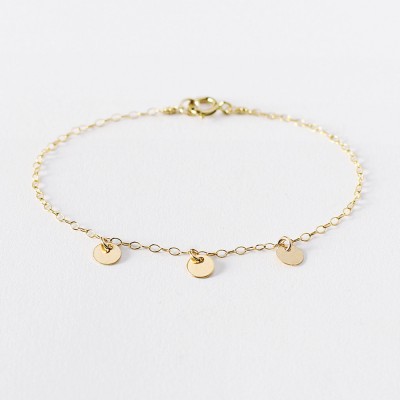 Isla - 18k gold charm bracelet - tiny gold coin bracelet - delicate gold circle bracelet - gift for her