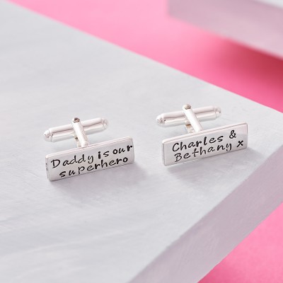 Cufflinks for Dad - Father's Day Cufflinks - Personalised Fathers Day Gift - Daddy is our Superhero - Superhero Cufflinks - Sterling Silver