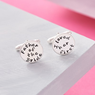 Father of the Bride Cufflinks - Personalised Sterling Silver Cufflinks - Hand Stamped Wedding Cufflinks - Cufflinks for Father of the Bride