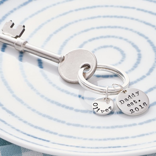 Personalised Father's Day Keyring - New Dad Keyring - Personalised Keyring - New Dad Gift - New Dad Keychain - Sterling Silver Keyring
