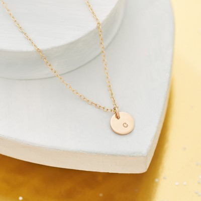 Solid Gold Initial Necklace - Single Initial Necklace - 18ct Gold - Personalised Initial Necklace - Layering Necklace - Tiny Initial Pendant