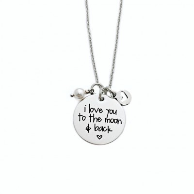 I Love You To The Moon And Back -  Engraved Jewelry Stainless Steel Necklace - Mommy Jewelry - Mommy Necklace - Christmas Gift - Mom - 1366