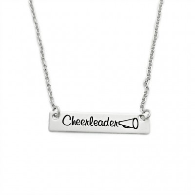 Personalized Cheerleader Bar Necklace - Engraved Jewelry - Megaphone Necklace - Bar Necklace - Sports - Cheer Mom - Cheerleading - 1408