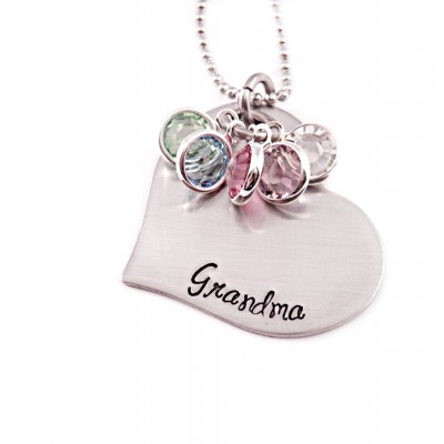 Personalized Grandma Necklace - Engraved Jewelry - Grandma Heart Necklace - Gift Grandma - Personalized Jewelry - Christmas Grandma - 1357