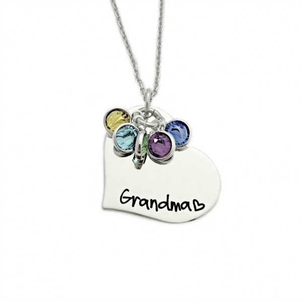 Personalized Grandma Necklace - Engraved Jewelry - Personalized Jewelry - Grandma Heart - Gift for Grandma - Mother Necklace - Nana - 1198