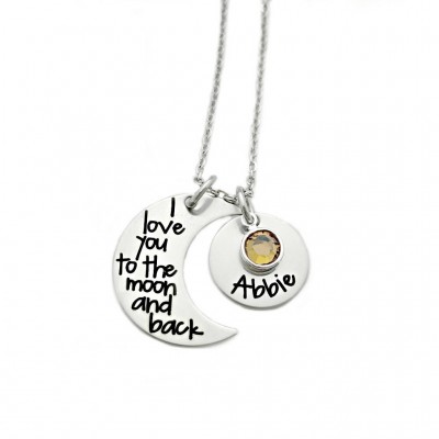 Personalized Name I Love You To The Moon And Back - Child Name - Mommy Necklace - Engraved Necklace - Mother Jewelry - Gift For Mom - 1209