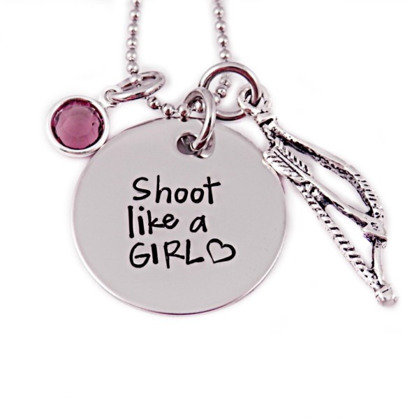 Shoot Like A Girl - Bow Hunting - Engraved Stainless Steel Necklace - Gift for her - Hunting - Archery Hunting - Huntress - Hunting - 1386