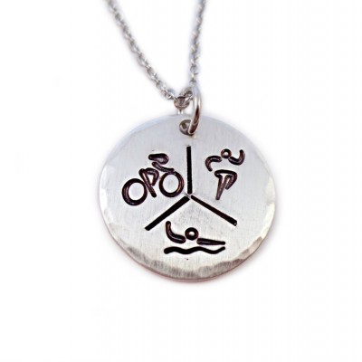 Triathlon Necklace - Running Jewelry - Runners Necklace - Triathlon Necklace - Swim, Bike, Run - Marathon Jewelry - Engraved Jewelry - 1392