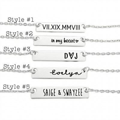 Vertical Roman Numeral Bar Necklace - Personalized Bar Necklace - Engraved Jewelry - Mom Necklace - Mommy Jewelry - Mother's Day - 1413