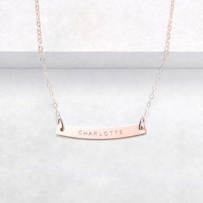 Personalised curved bar necklace - name bar necklace - nameplate necklace - gold bar necklace - friendship gift