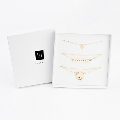 Personalised diamond and chevron necklace set - gold layering necklaces - personalised bar necklace - gold chevron necklace