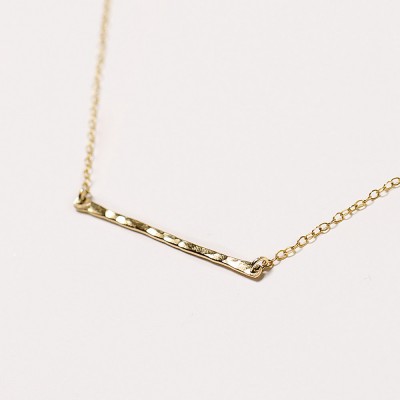 Poise - slim hammered bar necklace - horizontal gold, rose gold or silver bar - delicate gold necklace - everyday necklace