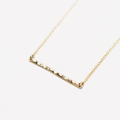 Poise - slim hammered bar necklace - horizontal gold, rose gold or silver bar - delicate gold necklace - everyday necklace