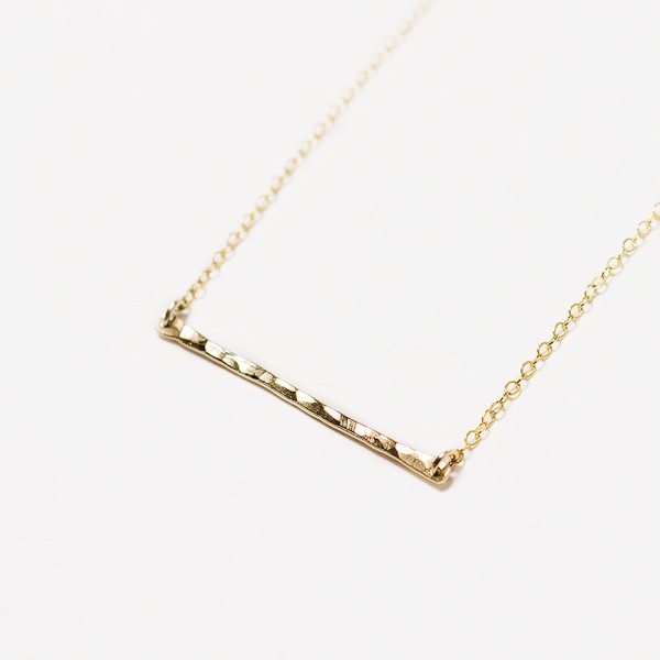 Poise - slim hammered bar necklace - horizontal gold, rose gold or silver bar - delicate gold necklace - everyday necklace