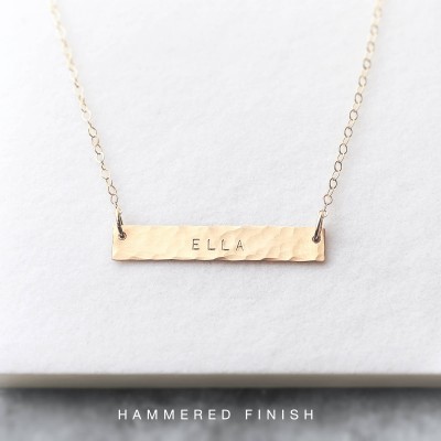 Reversible bar necklace - double sided bar necklace - personalised gold bar necklace - name plate necklace - customise front and back