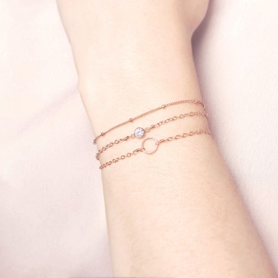 Rose Gold stacking bracelet set - delicate bracelets - layering bracelet set - dainty bracelets - set of 3 - jewellery gift