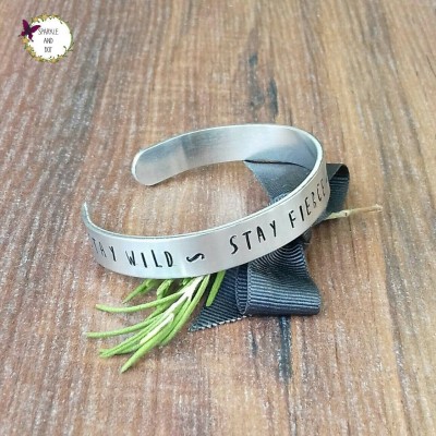 16th Birthday Gifts, Stay Wild Cuff Bracelet, Hand Stamped Cuff, Inspirational Gifts, Motivational Gifts,