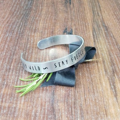 16th Birthday Gifts, Stay Wild Cuff Bracelet, Hand Stamped Cuff, Inspirational Gifts, Motivational Gifts,