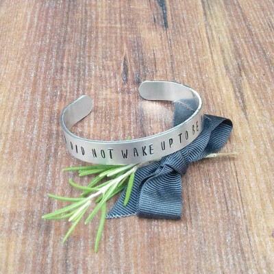 40th Birthday Gifts For Her, Determination Gift, Positive Vibes Jewellery, Hand Stamped Cuff Bracelet,