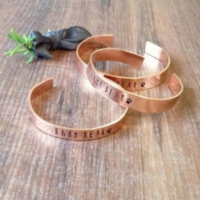 Adoption Day Gifts, New Family Gifts, Family's First Christmas, Custom Design Family Gift, Hand Stamped Cuff Bracelet Set,