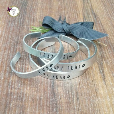 Adoption Day Gifts, New Family Gifts, Family's First Christmas, Custom Design Family Gift, Hand Stamped Cuff Bracelet Set,