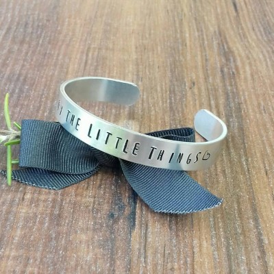 Enjoy The Little Things, Hand Stamped Cuff Bracelet, Motivational Gifts For Friends, Meaningful Gifts, Heart Bracelet,