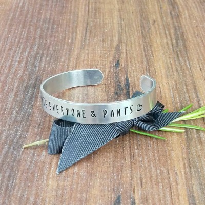 I Hate Everyone Bracelet, Antisocial Gifts, Introvert Christmas Gift, Hand Stamped Cuff Bracelet,