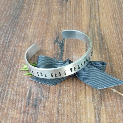 Positivity Quote Gift, Gifts For Teens, Weightloss Motivation, Hand Stamped Cuff Bracelet