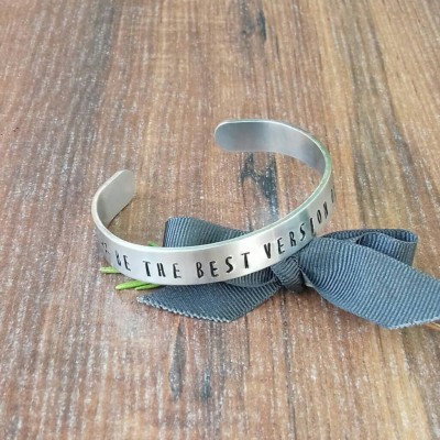 Positivity Quote Gift, Gifts For Teens, Weightloss Motivation, Hand Stamped Cuff Bracelet