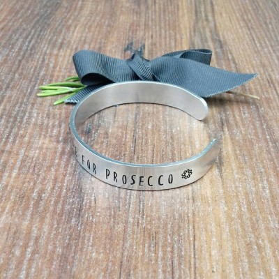 Prosecco Gifts, Bridal Shower Gift, Hen Party Gift, Hand Stamped Cuff Bracelet,