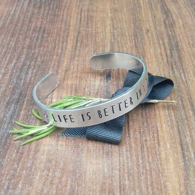 Rainbow Bracelet, Life Is Better In Colour, LGBT Pride Gifts, Hand Stamped Cuff Bracelet,
