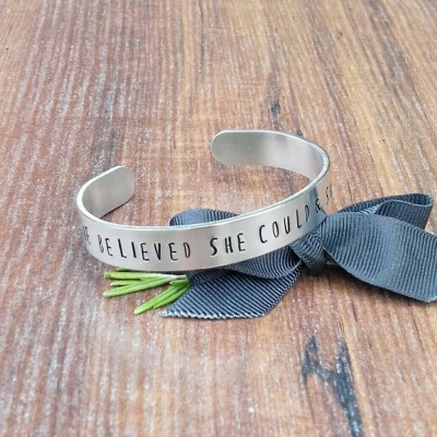 She Believed She Could & She Did, Gifts For Women, Gift For New Job, Hand Stamped Cuff Bracelet,