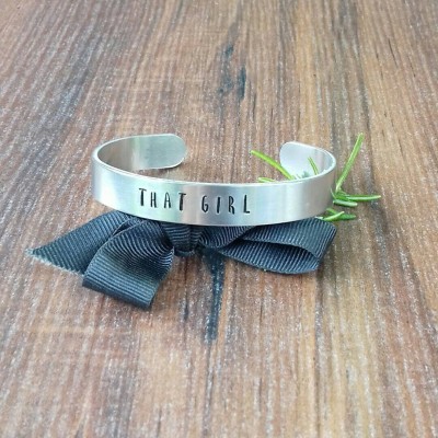 Single Life Jewellery, Single Woman Quotes, Hand Stamped Cuff Bracelet, Stackable I Am That Girl Bracelet,