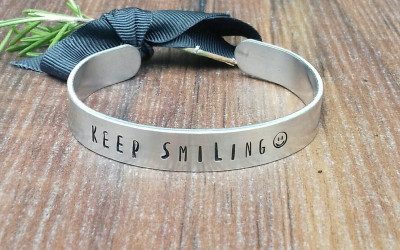 Handmade 'Keep Smiling' Cuff Bracelet | A Daily Dose of Positivity