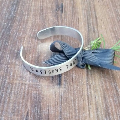 Storms Don't Last Forever Hand Stamped Bracelet, Motivational Quote Gifts, Mantra Jewellery For Her,