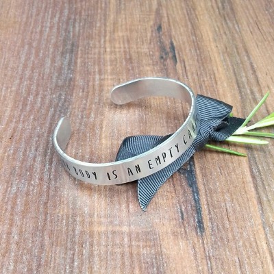 Tattoo Quotes, Hand Stamped Cuff Bracelet, Alternative Jewellery, Gifts For Artists,